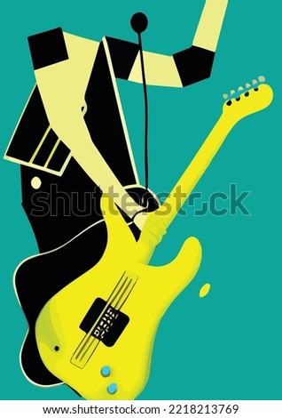 Fashion In Style Pop Art On Abstract Musical Background. Colorful Jazz Poster With Contrabass And Saxophone Royalty Free SVG, ClipArt's, Vectors, And Stock Illustration