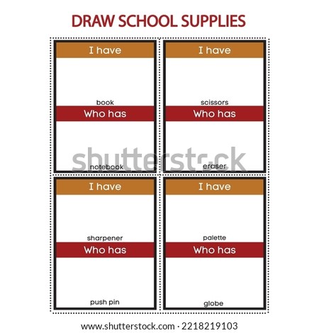 Editable Illustrated Draw School Supplies Worksheet Template