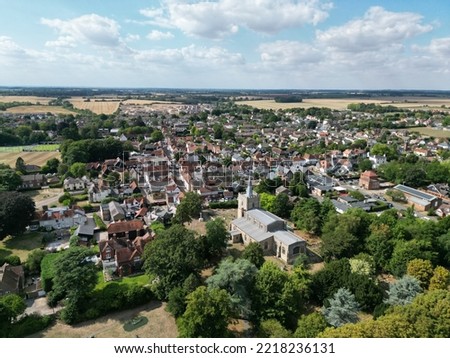 Sawbridgeworth town Hertfordshire UK aerial view, Royalty-Free Stock Photo #2218236131