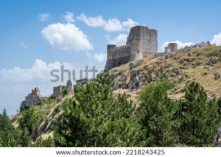 the beautiful castle of Rocca Calascio and where the film Ladyhawke was filmed Royalty-Free Stock Photo #2218243425