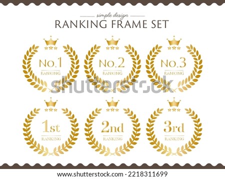 Golden laurel crown ranking icon set Royalty-Free Stock Photo #2218311699