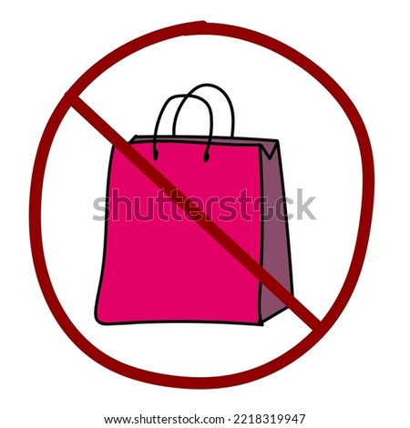 A sign prohibiting the use of plastic bags. Against the pollution of nature. Vector image. Color image.