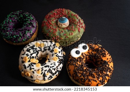 Halloween donuts of different flavors