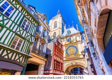 Rouen, Normandy, France. The Great-Clock (Gros-Horloge) a fourteenth-century astronomical clock. Royalty-Free Stock Photo #2218355765