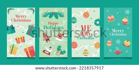 Flat Christmas season stories collection vector