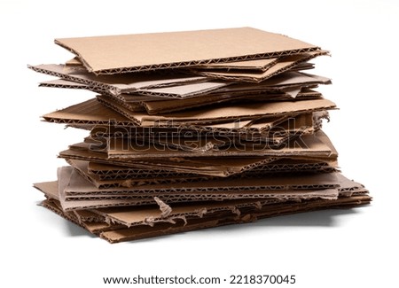 Cardboard Pieces Pile Cut Out on White. Royalty-Free Stock Photo #2218370045
