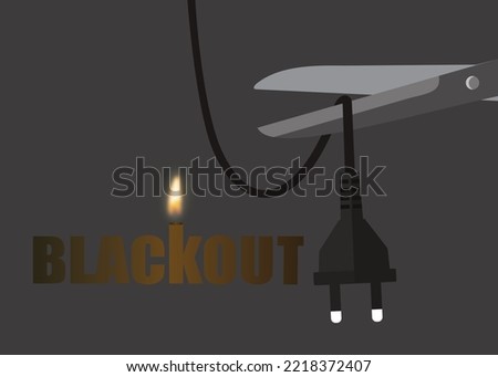 Blackout – Power grid overloaded. Scissors cut cable. blackout concept. Royalty-Free Stock Photo #2218372407