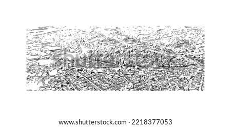 Building view with landmark of Pau is a city in southwestern France. Hand drawn sketch illustration in vector.