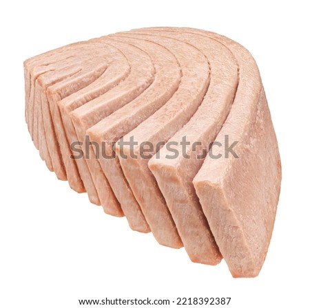Canned tuna fish fillet isolated on white background Royalty-Free Stock Photo #2218392387
