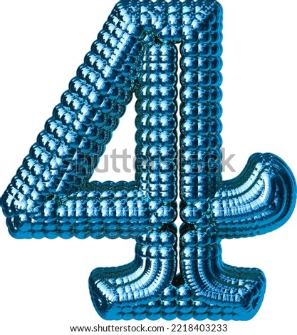 Blue symbol made of spheres. number 4