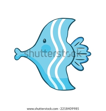 Isolated blue fish silhouette draw vector illustration