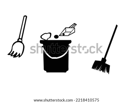 
Cleaning Vector Icon Isolated On White Stock Vector, Cleaning Tools Icon Vector Illustration  Stock Vector white and black icon.
