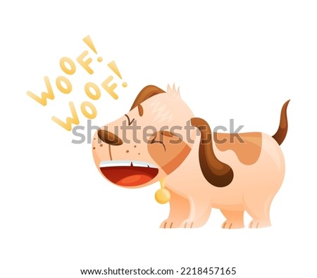 Cute Dog as Domestic Pet Woofing and Barking Out Loud Vector Illustration Royalty-Free Stock Photo #2218457165