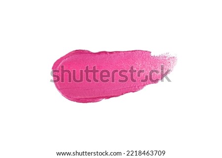 Bright pink lipstick or lip gloss with shimmer color swatch smooth smear. Cosmetics smudge sample for make up product design
