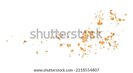 Bread crumbs macro isolated on white background. Splash of crumbs Top view. Flat lay.
 Royalty-Free Stock Photo #2218554807