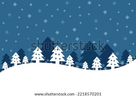 Merry Christmas and New Year  with winter landscape with snowflakes, light, stars. Merry Christmas card.