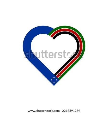 friendship concept. heart ribbon icon of european union and kenya flags. vector illustration isolated on white background