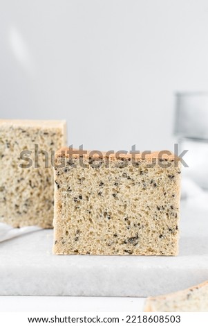 Black sesame seed bread, poppy seed bread, pullmans loaf, sandwich loaf