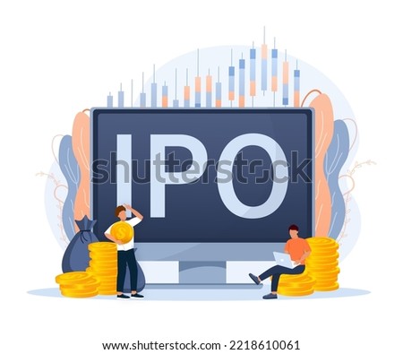 IPO, initial public offering, investment opportunity or make profit from new stock concept. Return on investment, financial solutions, passive income.