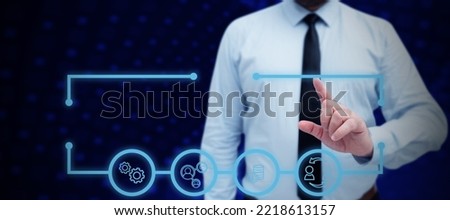 Man Standing Holding Tablet And Pressing On Search Bar. Business Man Carrying Pad Tapping Switch Showing New Futuristic Technologies.