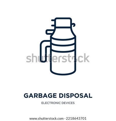 garbage disposal icon from electronic devices collection. Thin linear garbage disposal, recycle, waste outline icon isolated on white background. Line vector garbage disposal sign, symbol for web and  Royalty-Free Stock Photo #2218643701