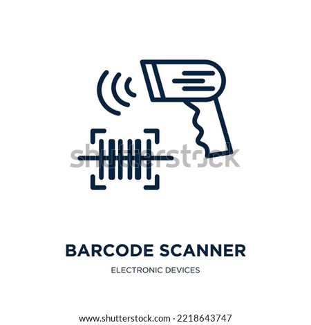 barcode scanner icon from electronic devices collection. Thin linear barcode scanner, scanner, code outline icon isolated on white background. Line vector barcode scanner sign, symbol for web and 