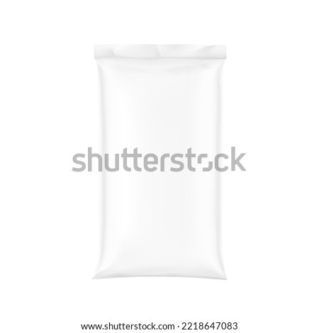 Realistic plastic bag mockup. Vector illustration isolated on white background. Ready and simple to use for your design. The mock-up will make the presentation look as realistic as possible.	 Royalty-Free Stock Photo #2218647083