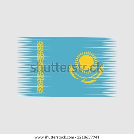 Kazakhstan Flag Brush Strokes Painted