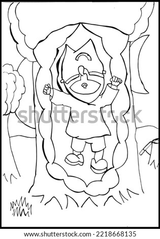coloring page about a little witch who is exploring the forest