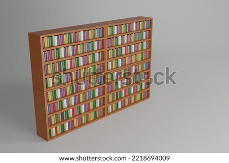 bookshelf, stacked books, color books, bookcase pattern, 3d render