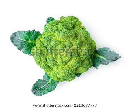 Green broccoli isolated on a white background. Vegetarian food Royalty-Free Stock Photo #2218697779