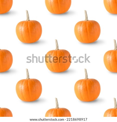 Seamless pattern of Halloween pumpkins on white background. Autumn harvest eco concept.