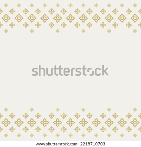 Contemporary Thai art in a seamless modern style. Large and small square line flower patterns. Light brown background. Vector illustration. Royalty-Free Stock Photo #2218710703