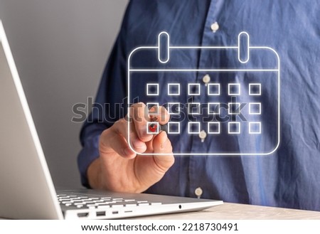 Deadline concept. Filling online calendar, markinf important day, event, agenda, appointment. Time management Royalty-Free Stock Photo #2218730491