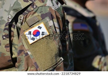 Taegeukgi South Korea Flag attached to the KATUSA US army military uniform.