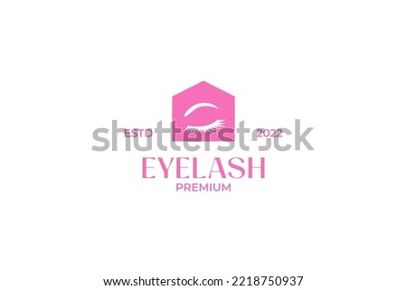 Flat eyelash house logo design vector illustration