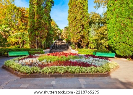Sochi Arboretum park is a unique collection of subtropical flora and fauna in Sochi resort city in Krasnodar Krai, Russia Royalty-Free Stock Photo #2218765295