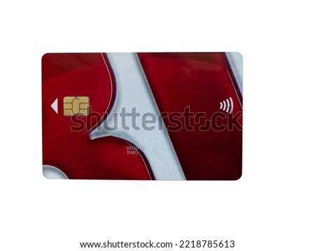 Bank salary card for non-cash payments close-up on a white isolated background