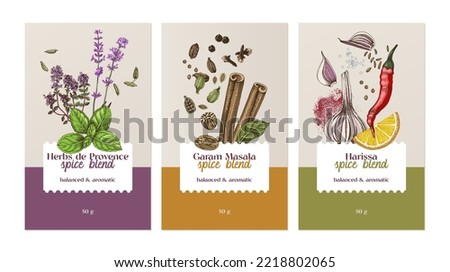 Hand drawn spices blend banners design templates Royalty-Free Stock Photo #2218802065