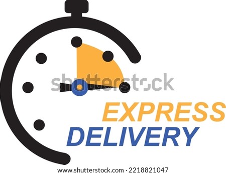 Express delivery service logo. Fast time delivery order with stopwatch
