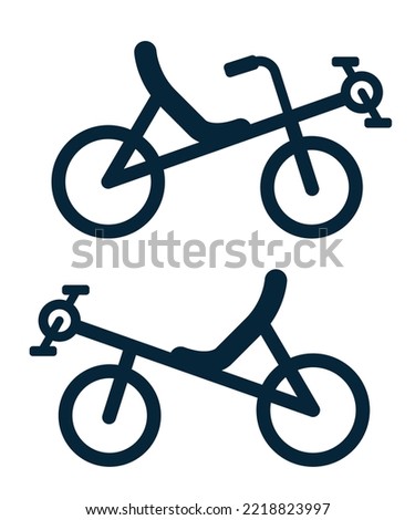 Set of recumbent bike or bicycle in bold line style - vector icon illustration