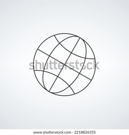 world globe outline icon, thin linear network symbol. Stock vector illustration isolated on white background.