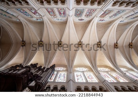 Chartres cathedral, landmark in France, gothic architecture - interior view of the vault Royalty-Free Stock Photo #2218844943