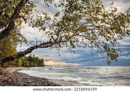 USA, Michigan. Storm clouds over Pictured Rocks National Lakeshore