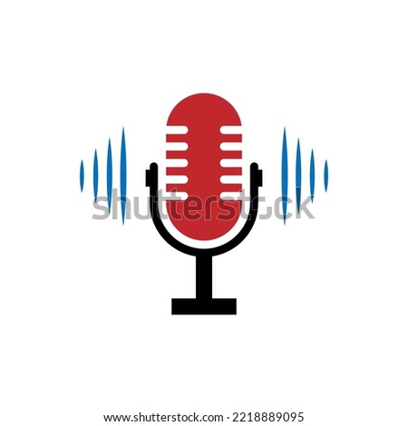 Wave microphone icon. Phone icon set. Player concept button. Vector illustration. stock image. 