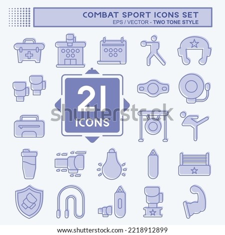 Icon Set Combat Sport. related to education symbol. two tone style. simple design editable. simple illustration.boxing