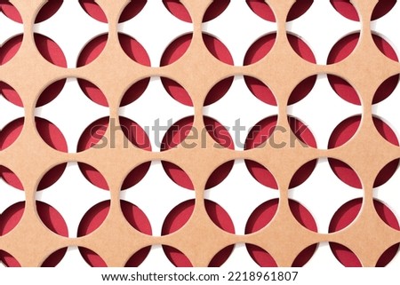 Minimal style paper art abstract geometric background - diamond shape pattern in brown, white and red colours. Creative paper background with copy space for text