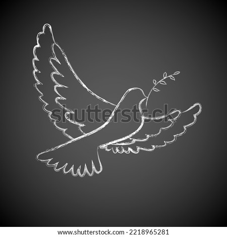Symbolic peace illustration of a dove with olive branch on chalkboard - eps10 vector