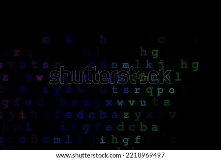 Dark multicolor, rainbow vector background with signs of alphabet. Shining illustration with ABC symbols on abstract template. The pattern can be used for ad, booklets, leaflets of education.