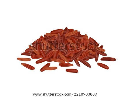 Red rice heap isolated on white. Vector cartoon illustration of rice seed. Healthy food icon. Royalty-Free Stock Photo #2218983889